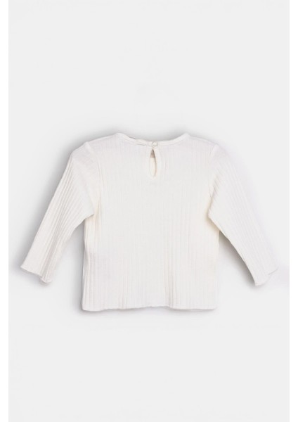 Kız Bebek Bisiklet Yaka Pamuklu Sweatshirt (3 Ay - 12 Ay)