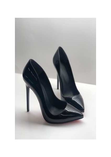 Hayyshoes Siyah Rugan Stiletto Topuklu Ayakkabı modelleri