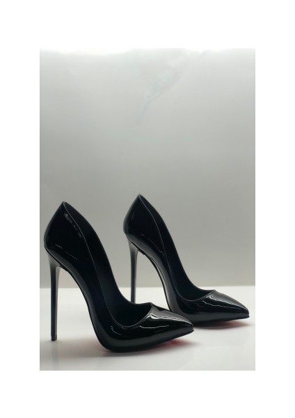 Hayyshoes Siyah Rugan Stiletto Topuklu Ayakkabı fırsatları