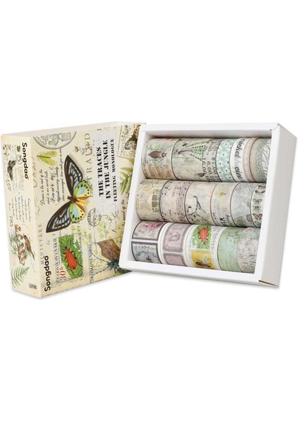Vintage Washi Bant Seti 20 Rulo El Sanatları Bant Yazılabilir Dekoratif Bant (Yurt Dışından)