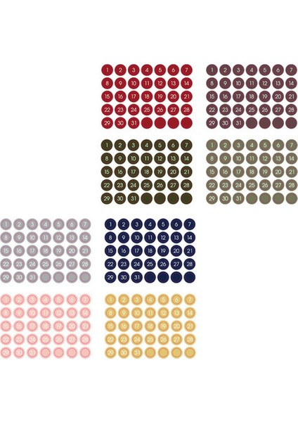 12 Adet Renkli Yuvarlak Sayı Tarih Sticker A (Yurt Dışından) fırsatları