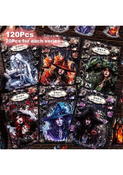 120 Adet Gotik Scrapbook Çıkartmaları Vintage ve Estetik Çıkartmalar (Yurt Dışından)