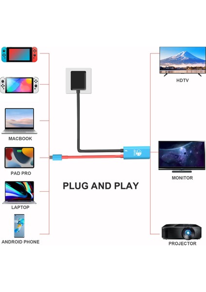Adaptör Kablosu 4K 30Hz Usb-C Için -Uyumlu (Yurt Dışından) fiyatları