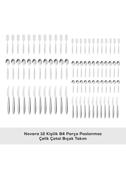 Novara 84 Parça 12 Kişilik Elegance Çatal Kaşık Bıçak Kutulu modelleri