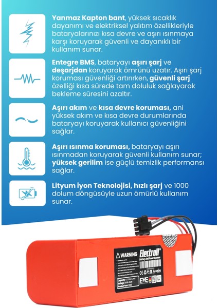 Roborock Qrevo Maxv Uyumlu Batarya (Orjinal Kapasite) 5200MAH Pil Robot Süpürge Batarya Değişimi modelleri
