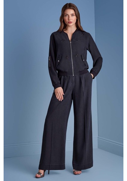 Geniş Paça Lacivert Dokuma Pantolon fiyatları