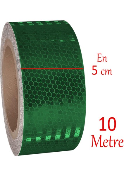 Gece Parlayan Reflektörlü Yapışkanlı 5 cm Reflektif Ikaz Bandı 10 Metre Koyu Yeşil Renk Şerit Bant fiyatları