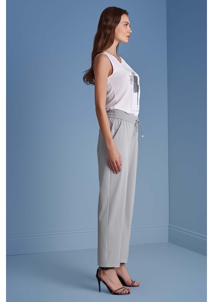 Düz Paça Gri Dokuma Pantolon modelleri