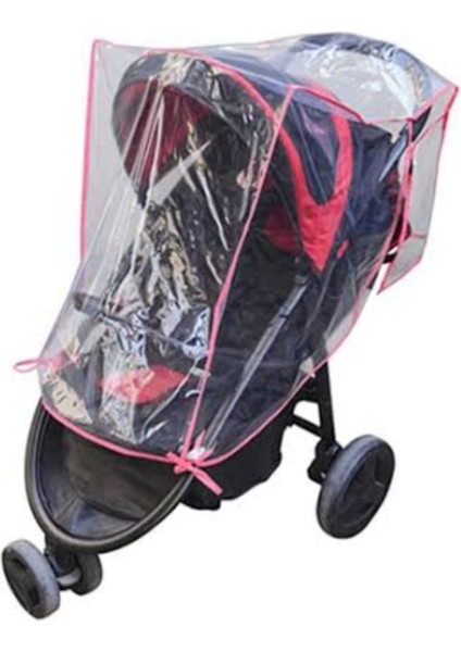 Pembe Bebek Arabası Puset Yağmurluğu