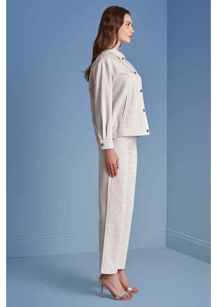 Düz Paça Taş Rengi Gabardin Pantolon