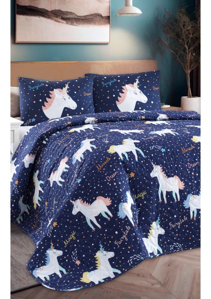 Kapitone Yatak Örtüsü Seti Çift Kişilik Magicunicorn Laci