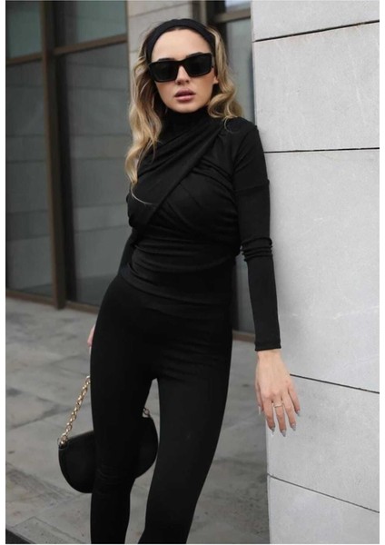 Yarım Boğaz Büzgülü Uzunkollu Sandy Bluz modelleri
