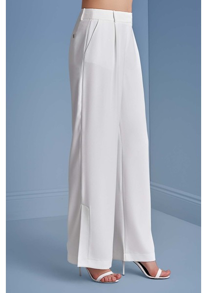 Geniş Paça Beyaz Krep Pantolon indirimleri