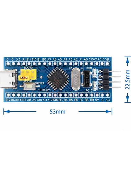 STM32F103C8T6 ARM Cortex-M3 Bluepill Type C Usb 72Mhz Cpu 64K Flash Spi Can I2c Uart Minimum Sistem Geliştirme Kartı