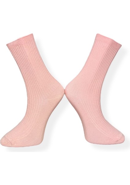 Tekli Unisex Pudra Renkli Esnek Nem Alabilen Pamuklu Çorap