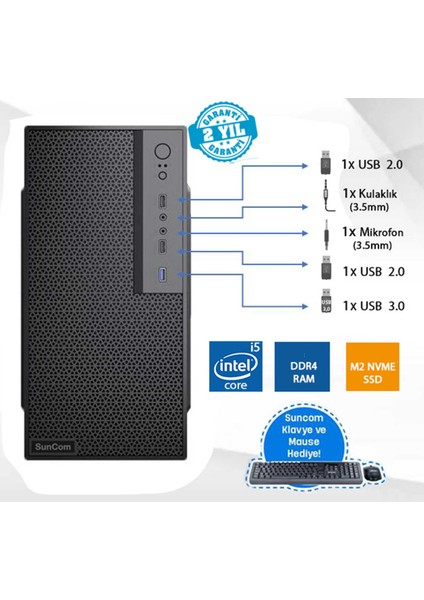 Force SC3-146A011 I5-12400 32GB 1tbssd W11P Masaüstü Bilgisayar