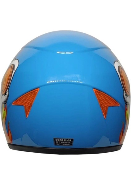 Motosiklet Çocuk Kaskı Full Face Pp Metreal Skull Blue