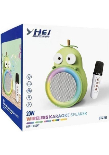 20W 2400 Mah Karaoke Mikrofonlu Ledli Bluetooth Hoparlör BTS-251