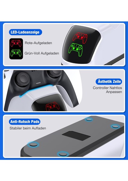 Ps5 Denetleyici Hızlı Şarj Istasyonu Ab Güç Kaynağ LED Ekran Dualsense Kablosuz Için Ps5 fırsatları