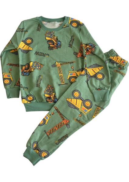 Erkek Çocuk traktör baskılı Mevsimlik Pijama Takımı