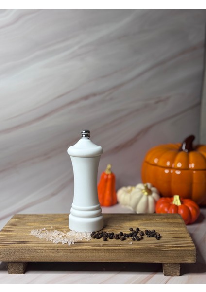 Tuz Ve Karabiber Değirmeni Baharat Öğütücü 14 CM Mat Beyaz