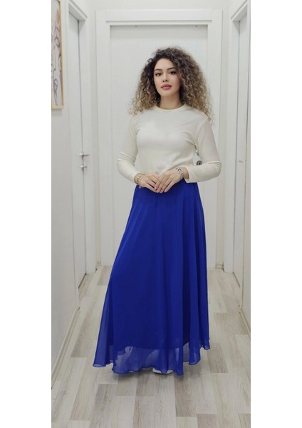 Bel Lastikli Kloş Şifon Etek 6003-SAKS fiyatları