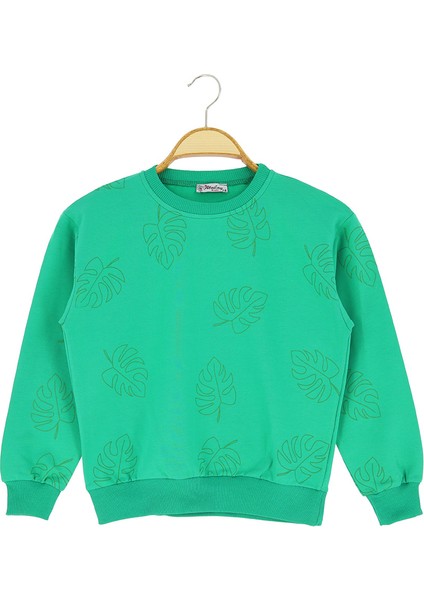 Kız Çocuk Sweatshirt Yaprak Baskılı