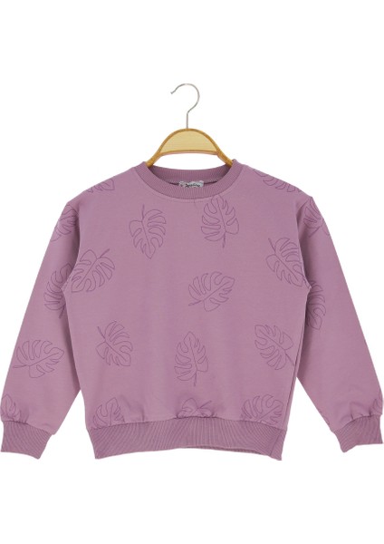 Kız Çocuk Sweatshirt Yaprak Baskılı