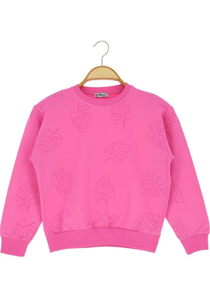Kız Çocuk Sweatshirt Yaprak Baskılı