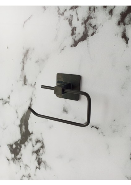 Yapışkanlı Siyah Kare Havluluk Rulo Havluluk Wc Peçetelik Kağıtlık 3'lü Pratik Banyo Mutfak Set