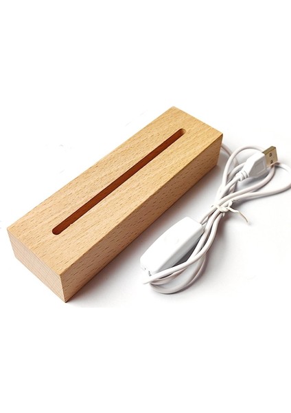 Yuekeda-Led Işık Ahşap Taban Dikdörtgen 18CM, Beyaz Işık (Yurt Dışından)