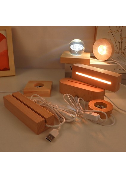 Yuekeda-Led Işık Ahşap Taban Kare 8X2CM, Üç Renkli Işık (Yurt Dışından)