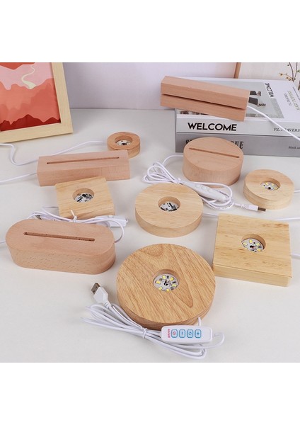 Yuekeda-Led Işık Ahşap Taban Kare 8X2CM, Üç Renkli Işık (Yurt Dışından)