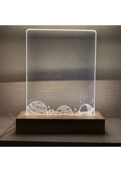 Yuekeda-Led Işık Ahşap Taban Kare 8X2CM, Üç Renkli Işık (Yurt Dışından)