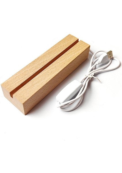 YUEKEDA-15CM LED Işık Ahşap Taban Dikdörtgen Yuvası, Beyaz Işık (Yurt Dışından)