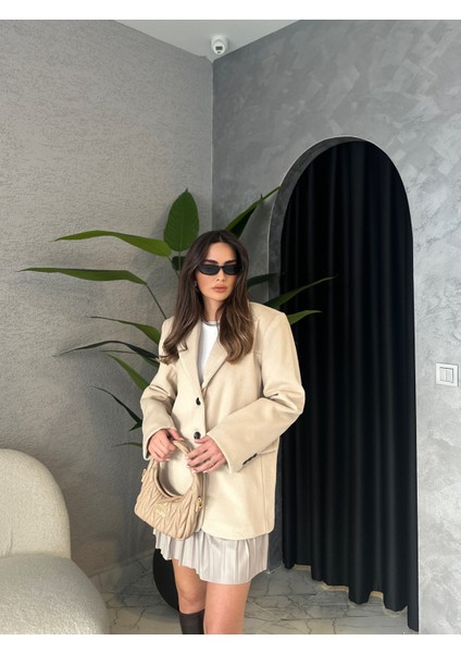 Taş Renk Dokulu Kaşe Blazer Ceket fiyatları