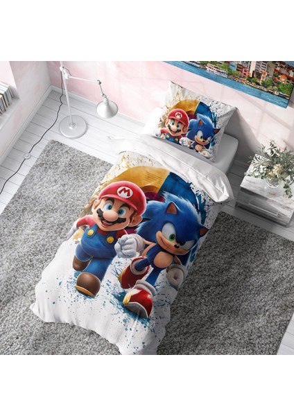 Sonic Mario Nevresim Takımı (Çarşafsız)