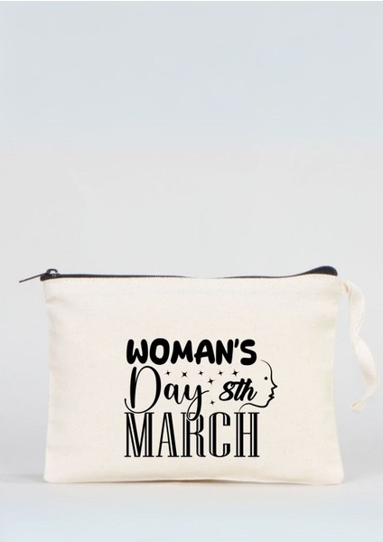 Kadınlar Günü Temalı Ham Bez Clutch Çanta