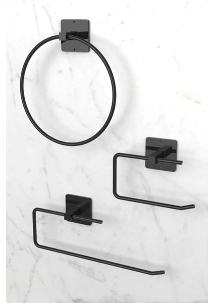 3'lü Banyo Seti, Siyah Yuvarlak Havluluk, Wclik ve Peçetelik, Banyo Aksesuarları, Ev Aksesuarları fiyatları