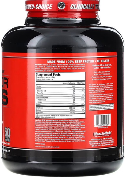 Carnivor Mass Beef Protein Isolate Gainer 2674 gr modelleri