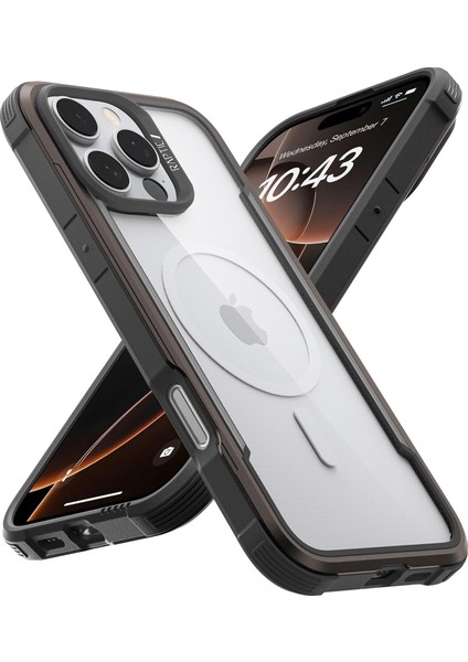 iPhone 16 Pro Max Kılıf Magsafe Uyumlu Airbagli Raptic Shield Serisi Şeffaf Kapak Kahverengi