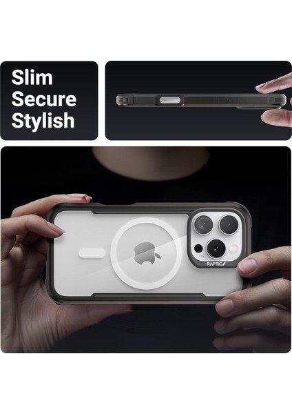 iPhone 16 Pro Max Kılıf Magsafe Uyumlu Airbagli Raptic Shield Serisi Şeffaf Kapak Kahverengi