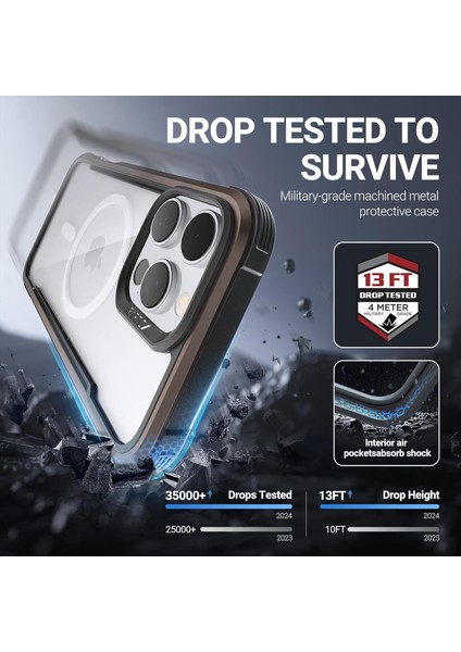 iPhone 16 Pro Max Kılıf Magsafe Uyumlu Airbagli Raptic Shield Serisi Şeffaf Kapak Kahverengi