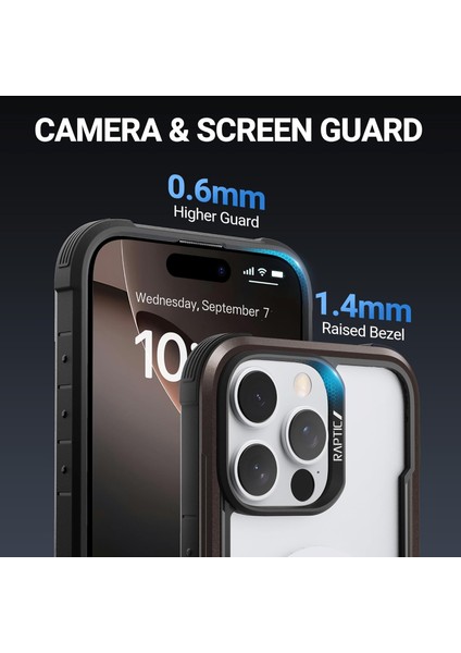iPhone 16 Pro Max Kılıf Magsafe Uyumlu Airbagli Raptic Shield Serisi Şeffaf Kapak Kahverengi