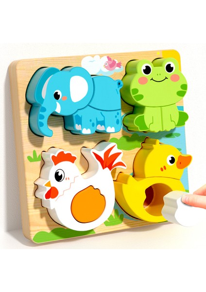 Çocuk Eğitici Üç Boyutlu Puzzle Erken Eğitim 3D Dördü Bir Arada Puzzle Tahtası 1-2 Yaş 3 Aydınlanma Ahşap Oyuncaklar El Kavrama Tahtası Blokları (Yurt Dışından)