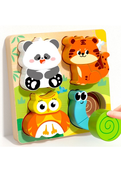 Çocuk Eğitici Üç Boyutlu Puzzle Erken Eğitim 3D Dördü Bir Arada Puzzle Tahtası 1-2 Yaş 3 Aydınlanma Ahşap Oyuncaklar El Kavrama Tahtası Blokları (Yurt Dışından)