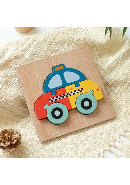 Oyuncaklar Ahşap Çocuk Karikatür 3D Üç Boyutlu Puzzle Eğitim Konsantrasyonu Erken Eğitim Blokları Hayvan Eşleştirme Puzzle (Yurt Dışından)