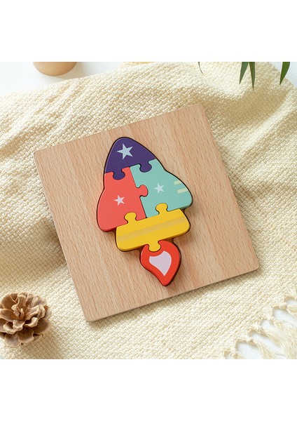 Oyuncaklar Ahşap Çocuk Karikatür 3D Üç Boyutlu Puzzle Eğitim Konsantrasyonu Erken Eğitim Blokları Hayvan Eşleştirme Puzzle (Yurt Dışından)