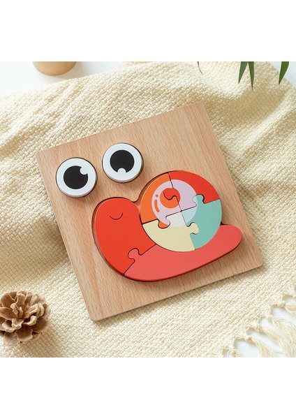 Oyuncaklar Ahşap Çocuk Karikatür 3D Üç Boyutlu Puzzle Eğitim Konsantrasyonu Erken Eğitim Blokları Hayvan Eşleştirme Puzzle (Yurt Dışından)