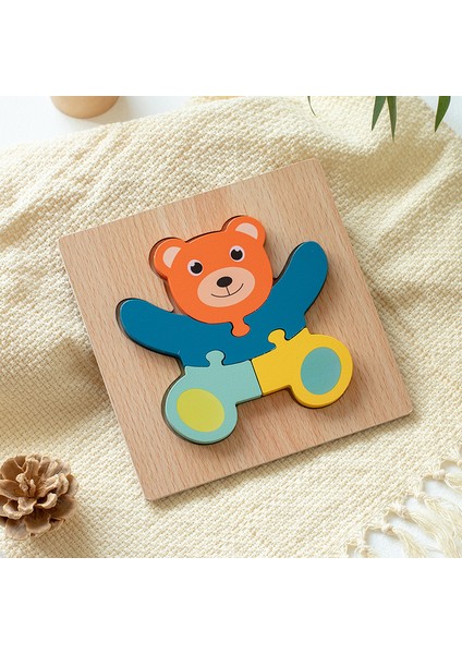 Oyuncaklar Ahşap Çocuk Karikatür 3D Üç Boyutlu Puzzle Eğitim Konsantrasyonu Erken Eğitim Blokları Hayvan Eşleştirme Puzzle (Yurt Dışından)
